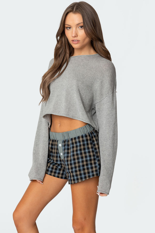 Edikted Shyrah Oversized Knit Top Gray Melange