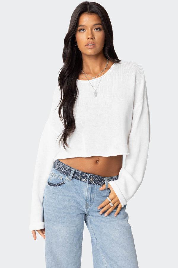 edikted Shyrah Oversized Knit Top white