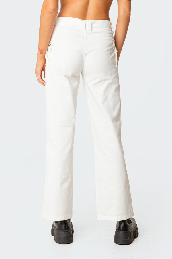 Edikted Sia Low-Rise Cargo Pants Cream