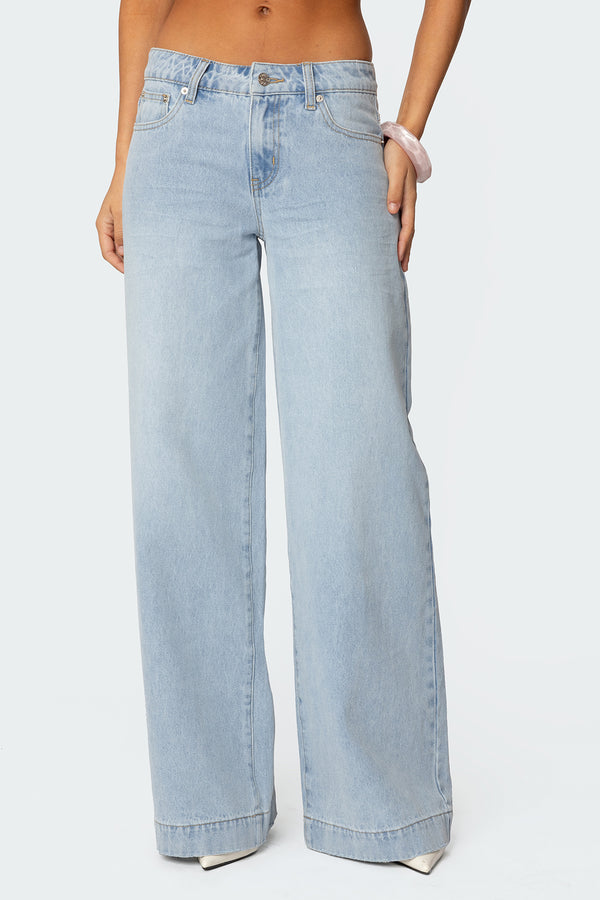 Edikted Sidonie Wide Leg Jeans Light Blue