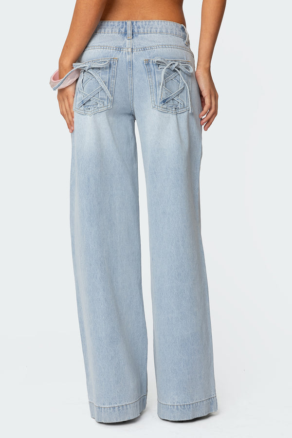 Edikted Sidonie Wide Leg Jeans Light Blue