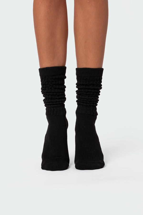 Edikted Slouchy Scrunch Socks Black