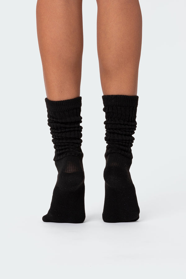 Edikted Slouchy Scrunch Socks Black