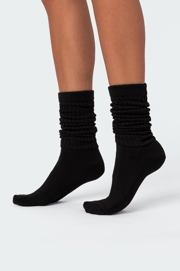 edikted Slouchy Scrunch Socks black