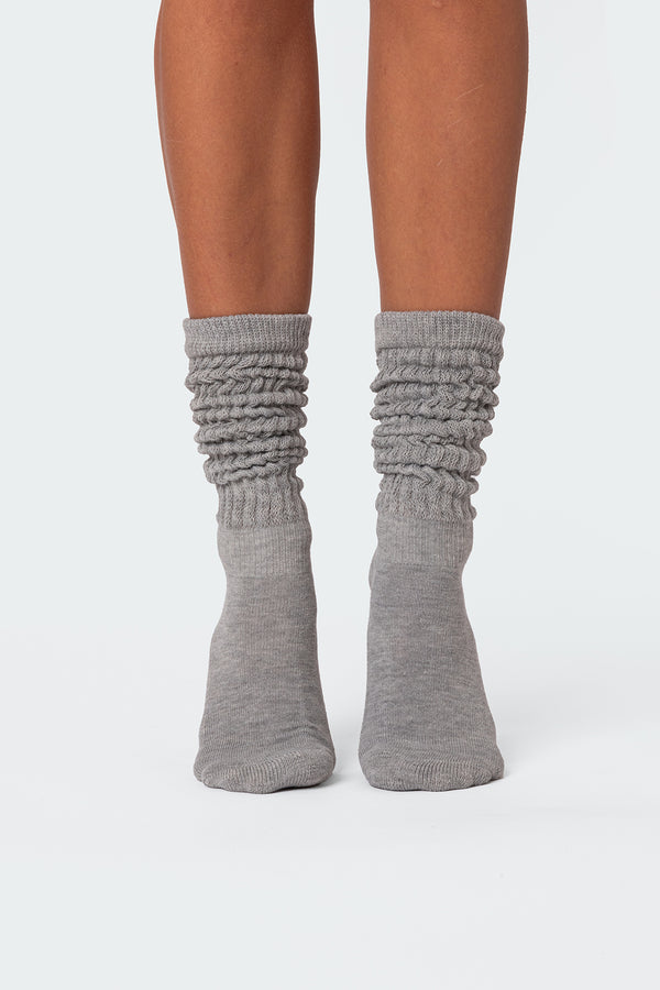 Edikted Slouchy Scrunch Socks Gray Melange