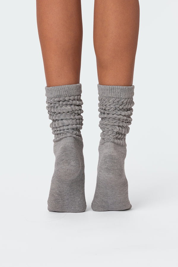 Edikted Slouchy Scrunch Socks Gray Melange