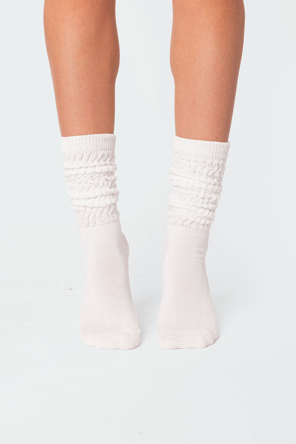 Edikted Slouchy Scrunch Socks White
