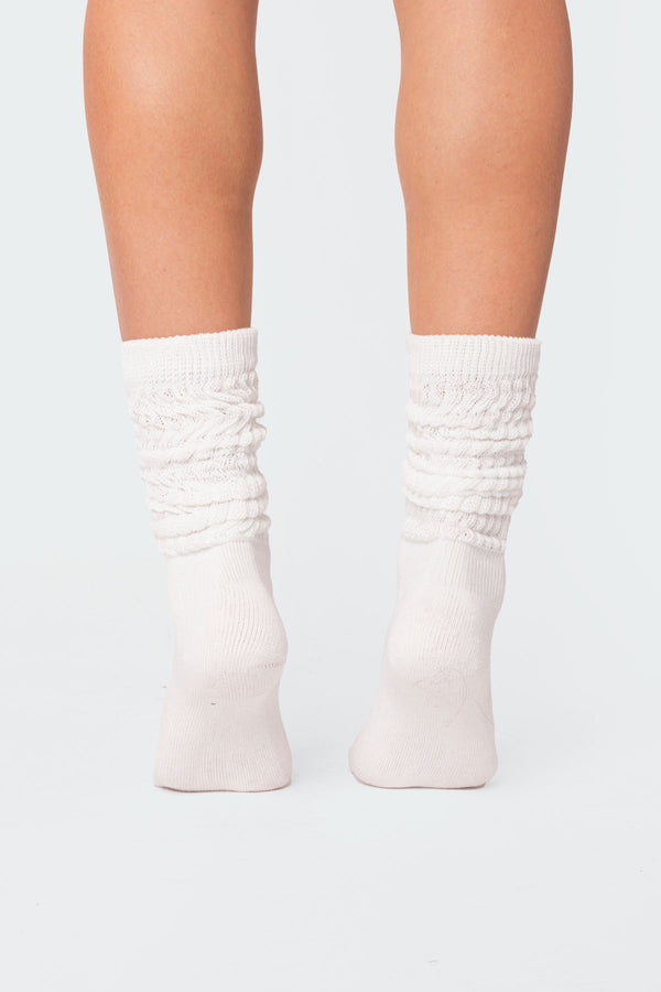 Edikted Slouchy Scrunch Socks White