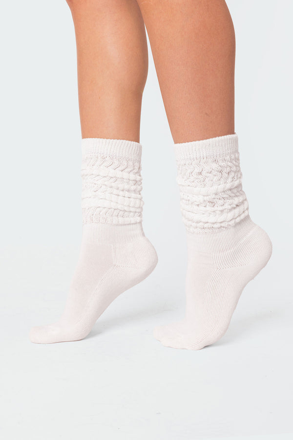 edikted Slouchy Scrunch Socks white