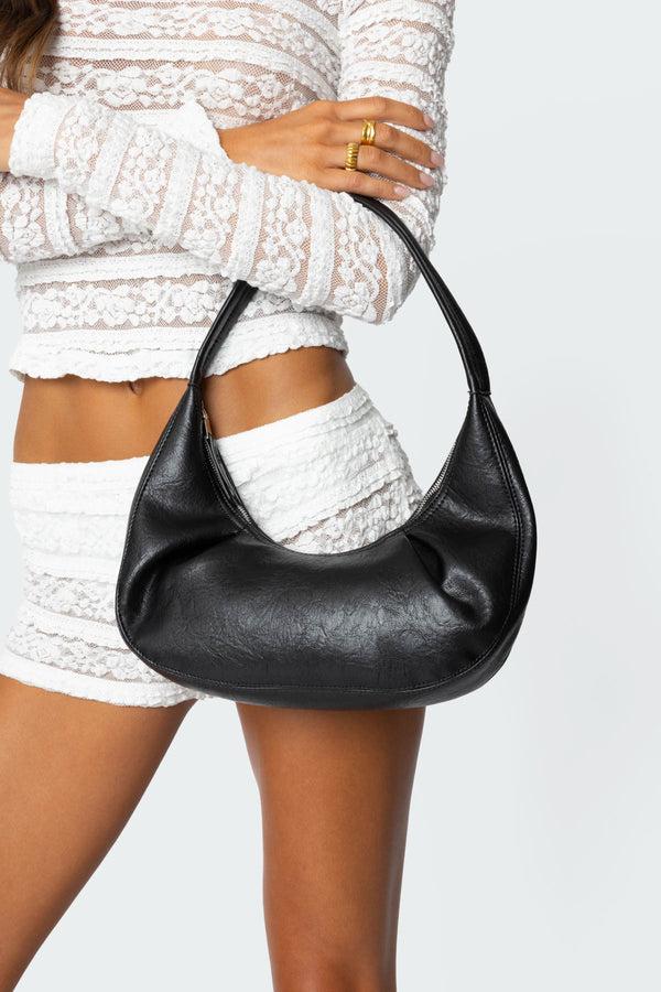 edikted So Chic Faux Leather Shoulder Bag black