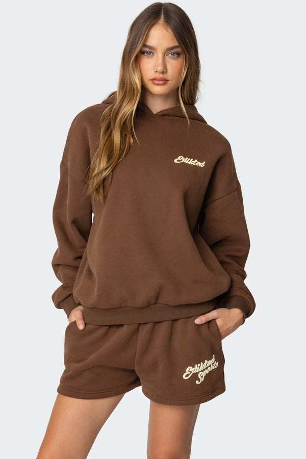 Edikted So Sporty Hoodie Brown
