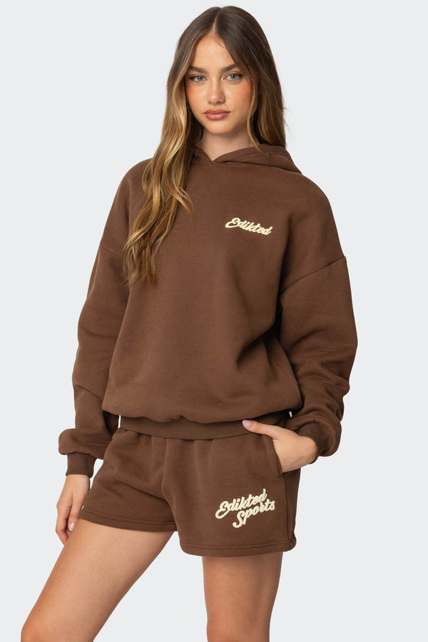 Edikted So Sporty Hoodie Brown