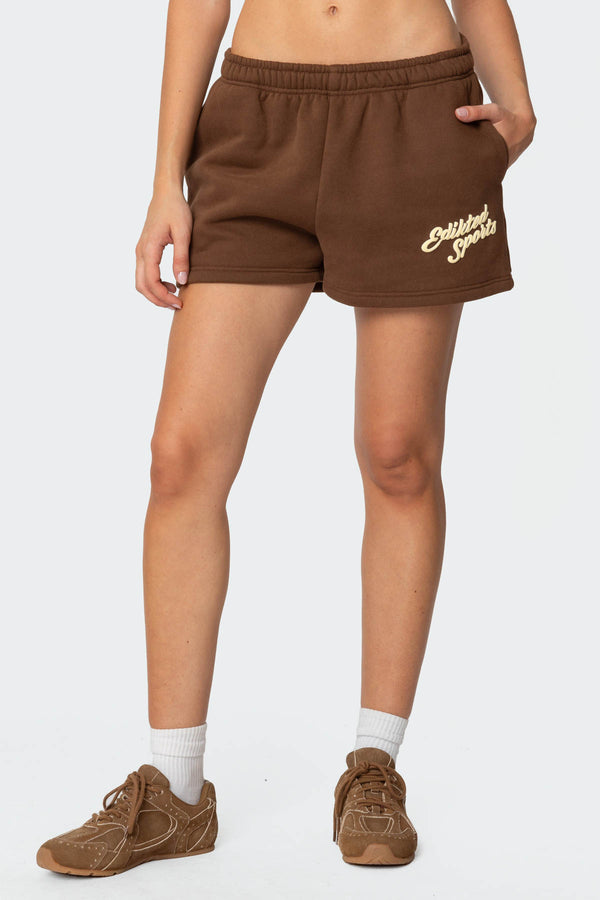 Edikted So Sporty Sweat Shorts Brown