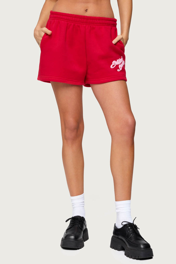 Edikted So Sporty Sweat Shorts Red