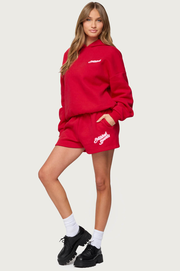 Edikted So Sporty Sweat Shorts Red