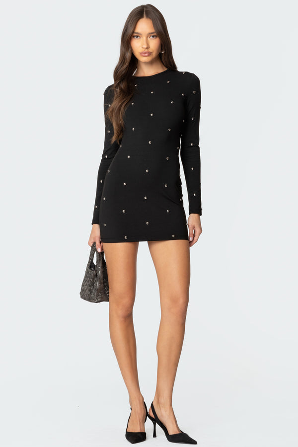 edikted Solace Studded Mini Dress black