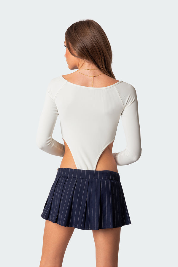 Edikted Soma High Cut Ribbed Bodysuit White