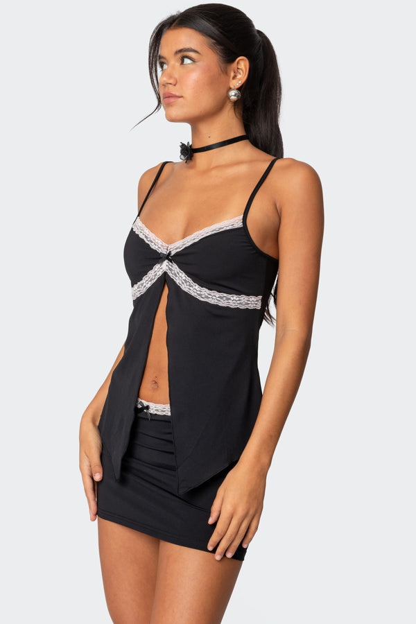 Edikted Sorely Split Front Top Black