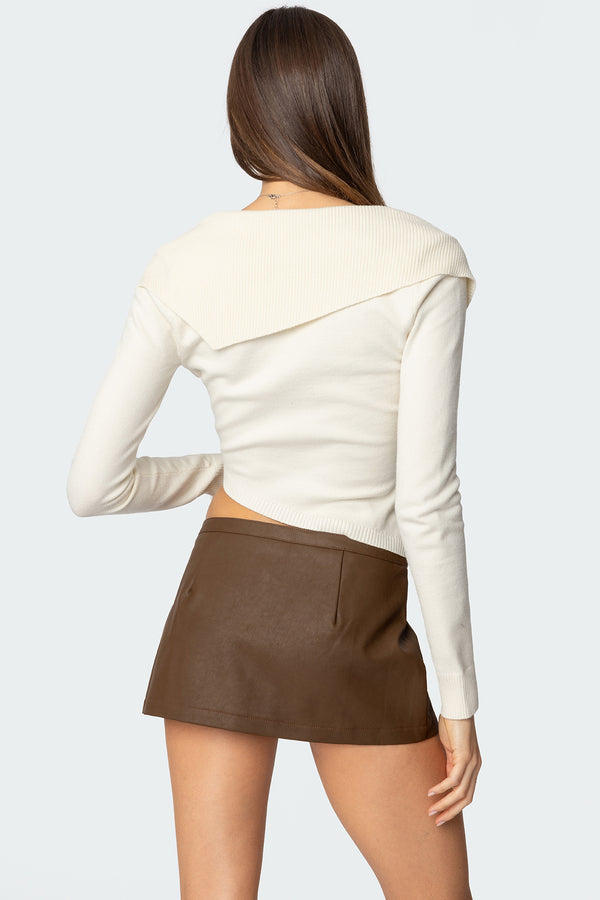 Edikted Sorrel Asymmetric Knit Top Cream