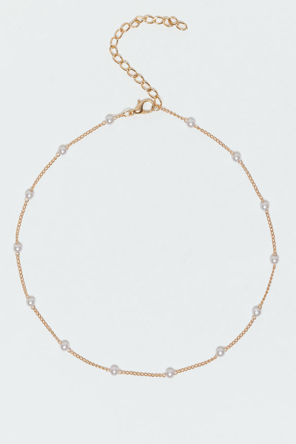 Edikted Spaced Out Pearly Necklace Gold