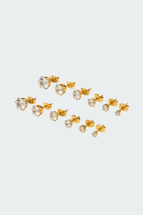 edikted Sparkle Stud Earrings Pack gold