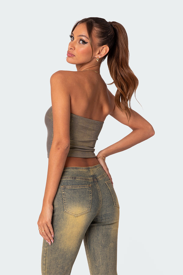 Edikted Spotlight Metallic Tube Top Gold