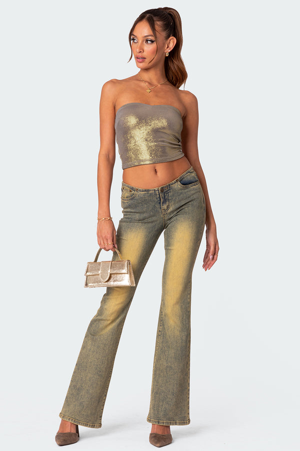Edikted Spotlight Metallic Tube Top Gold
