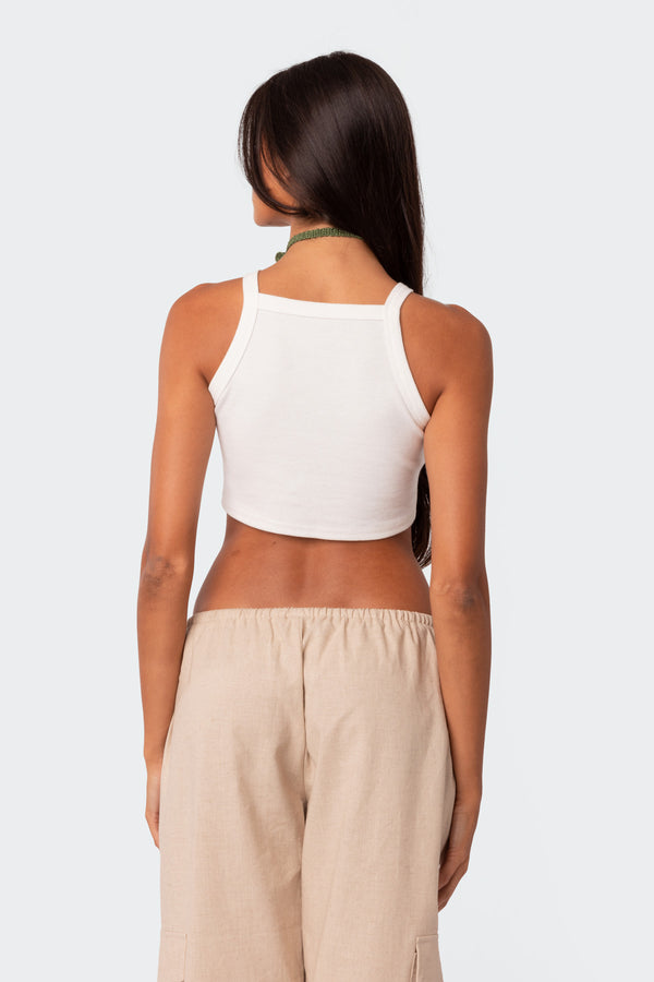 Edikted Square Neck Cropped Tank Top White