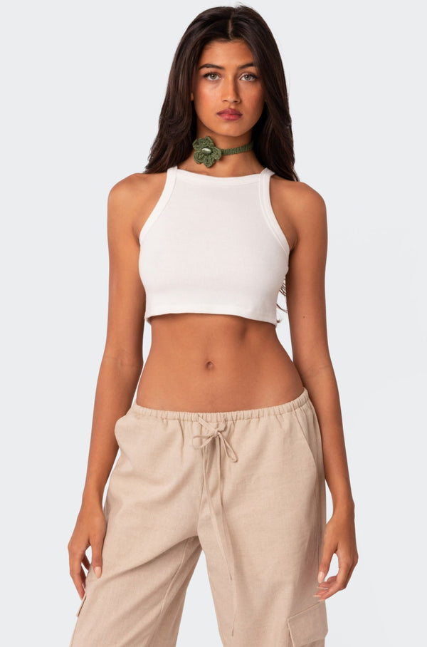 edikted Square Neck Cropped Tank Top white