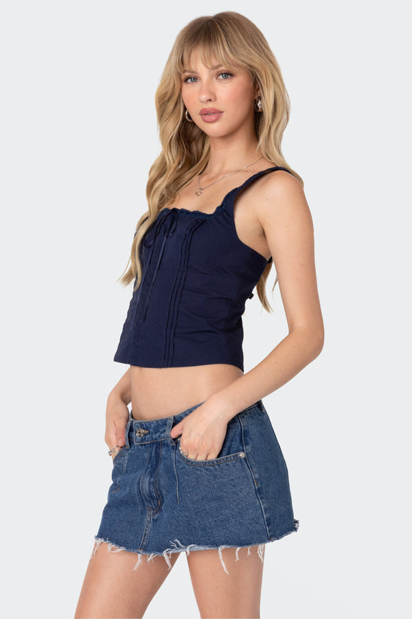 Edikted Square Neck Poplin Corset Navy