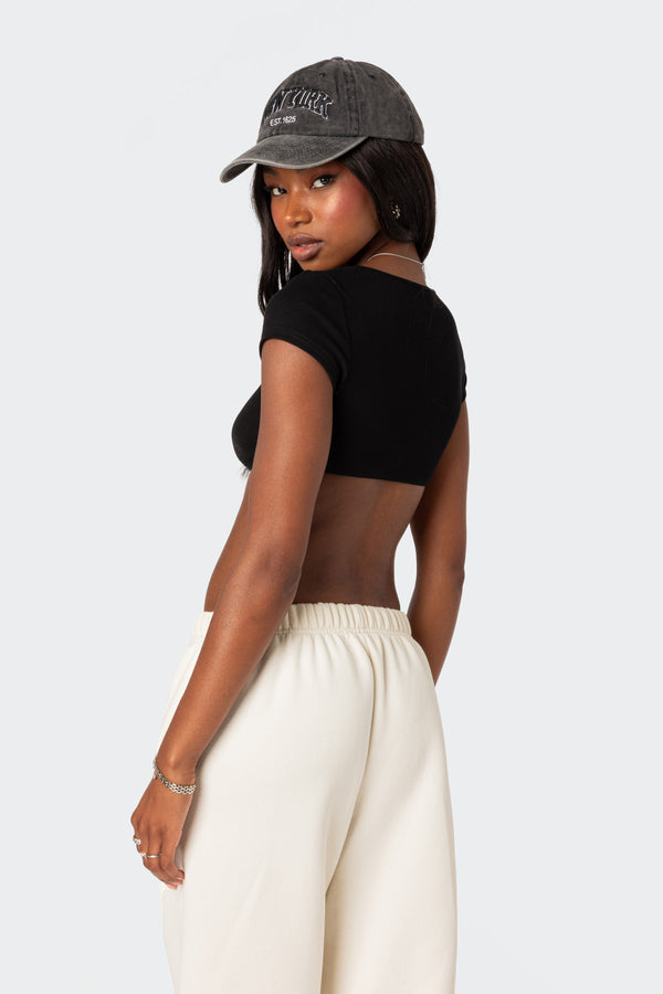 Edikted Square Neck Ribbed Crop Top Black