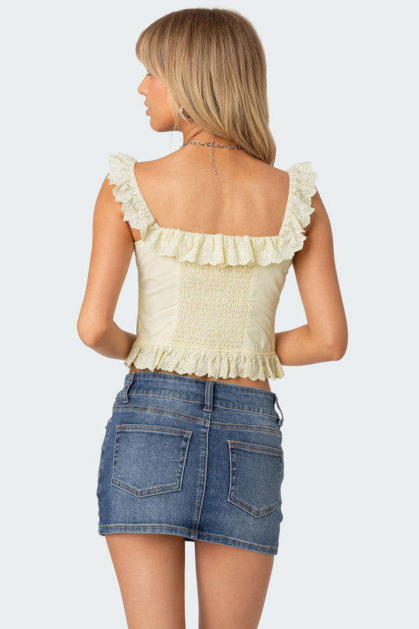 Edikted Square Neck Ruffled Corset Yellow