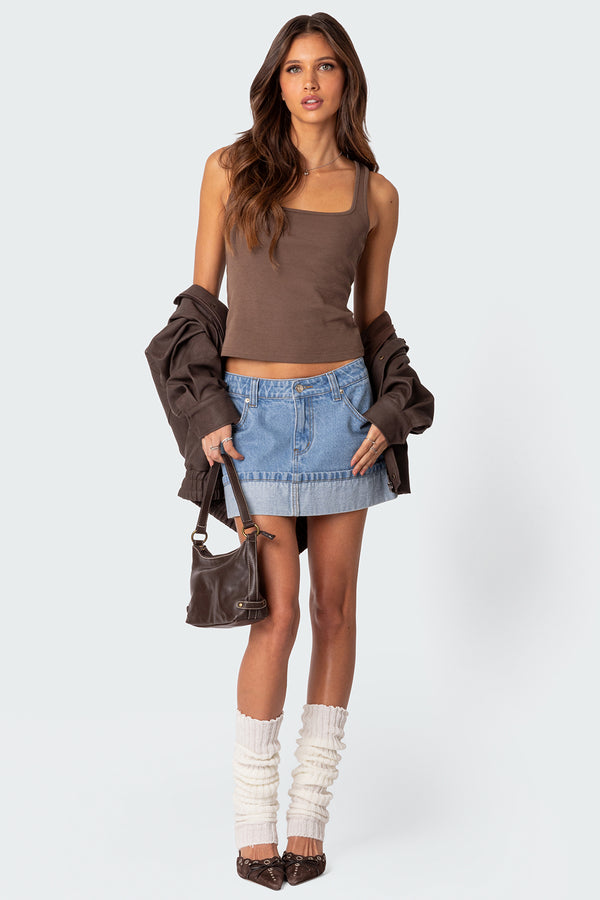 Edikted Square Neck Tank Top Brown