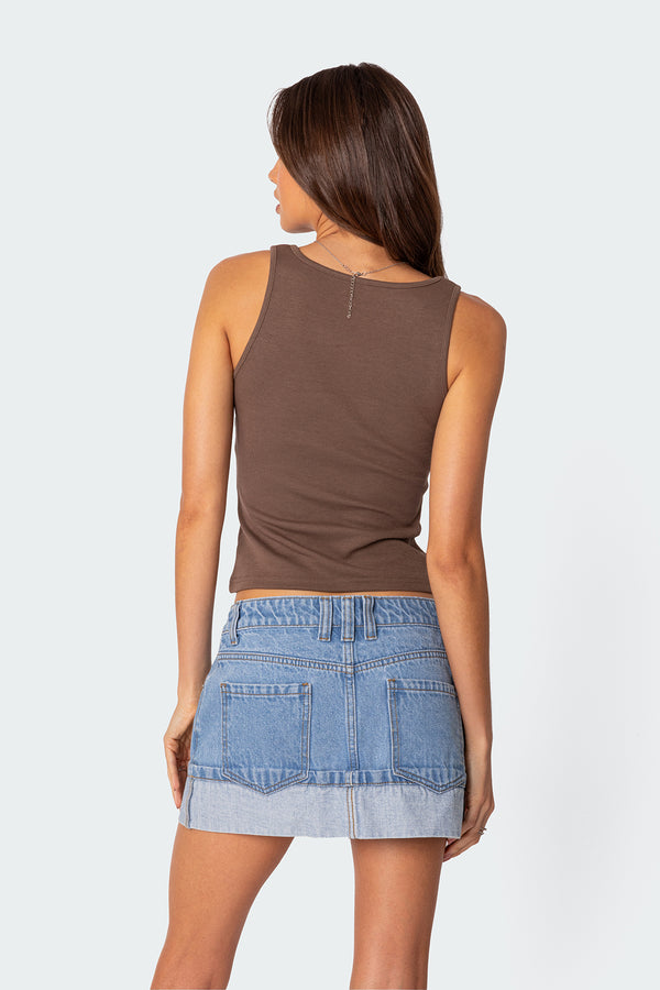Edikted Square Neck Tank Top Brown