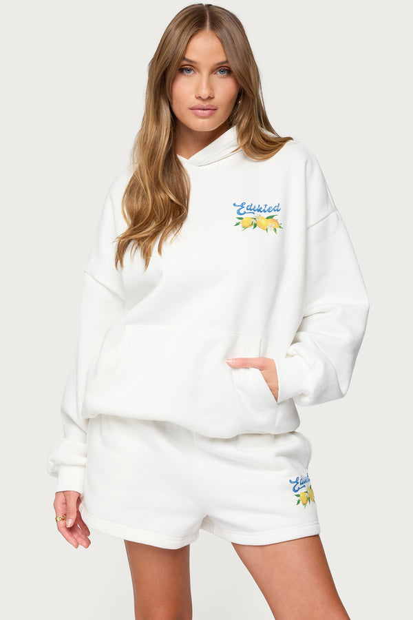 Edikted Squeeze The Day Hoodie White