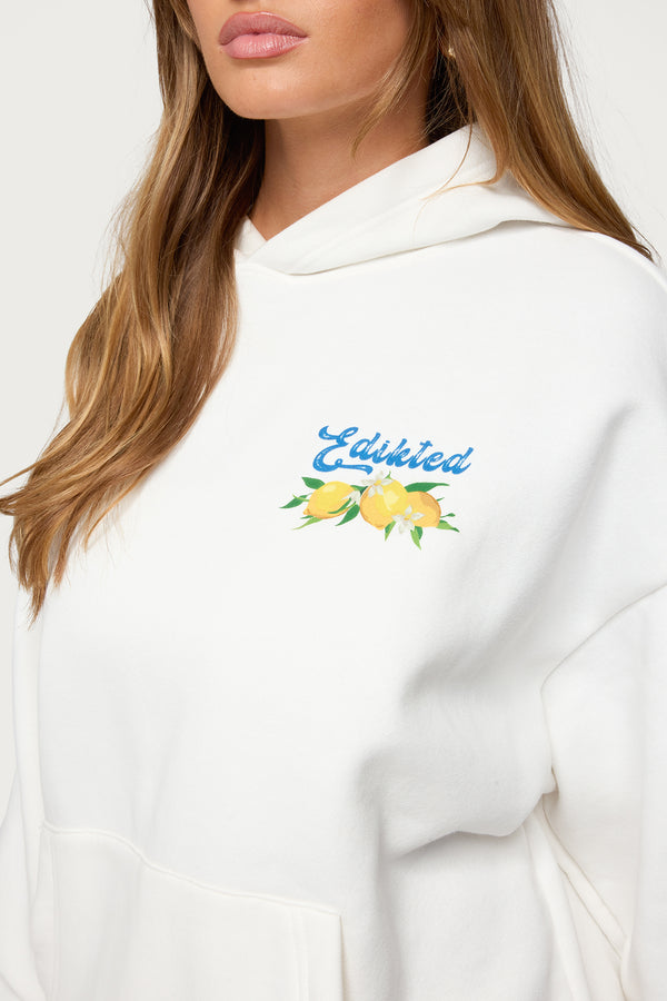 Edikted Squeeze The Day Hoodie White
