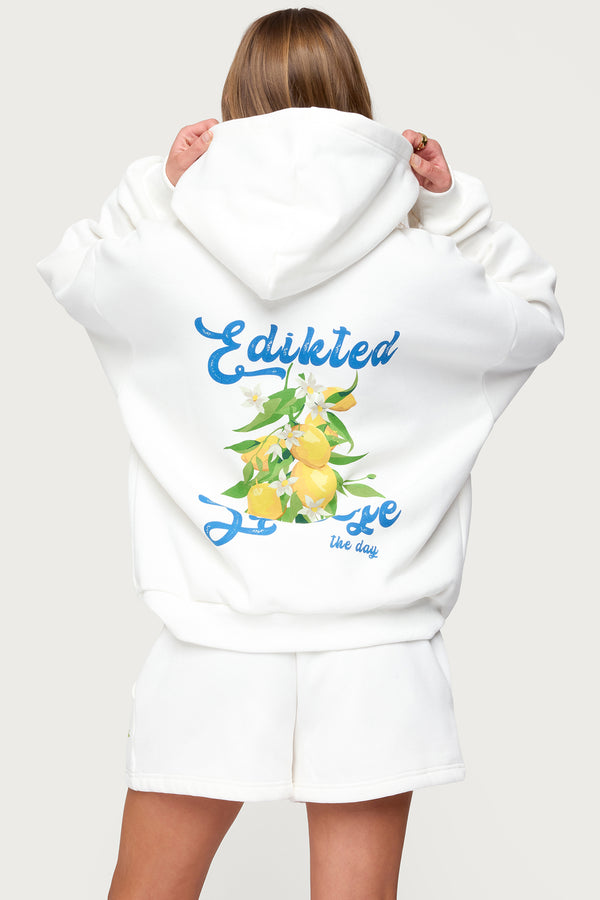 edikted Squeeze The Day Hoodie white