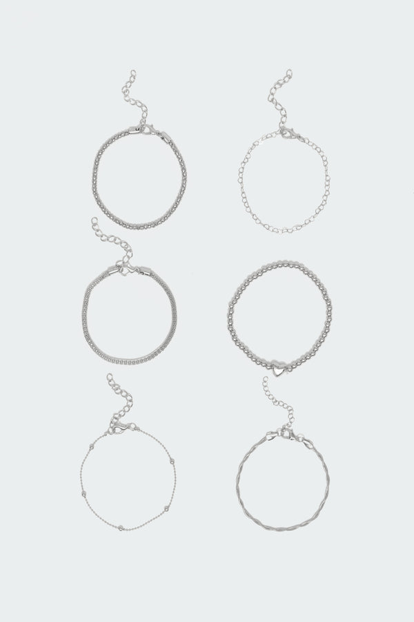 Edikted Stacked Up Bracelet Pack Silver