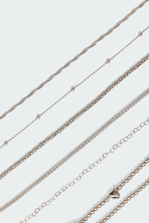 Edikted Stacked Up Bracelet Pack Silver