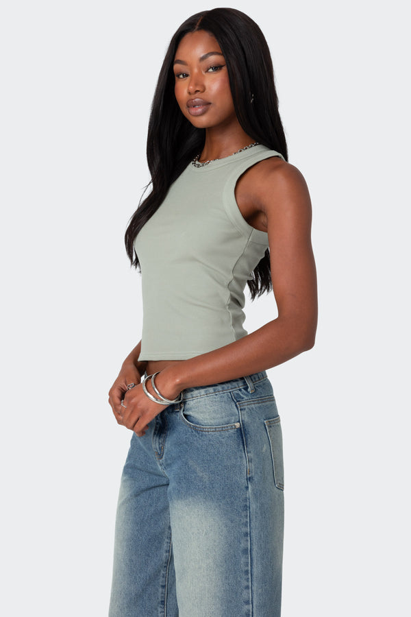 Edikted Standard Ribbed Tank Top Sage