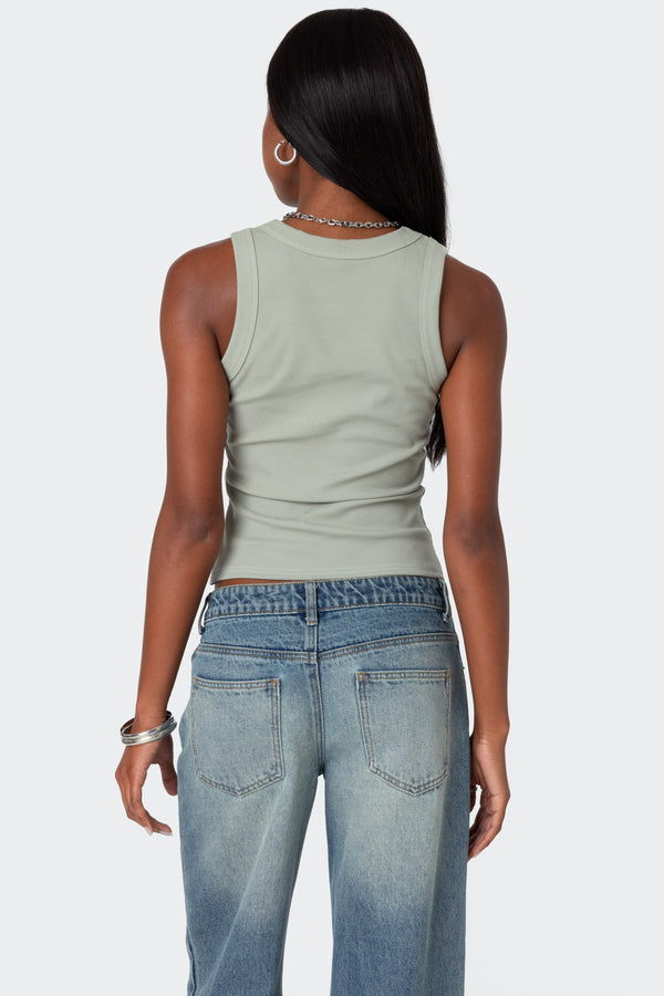 Edikted Standard Ribbed Tank Top Sage