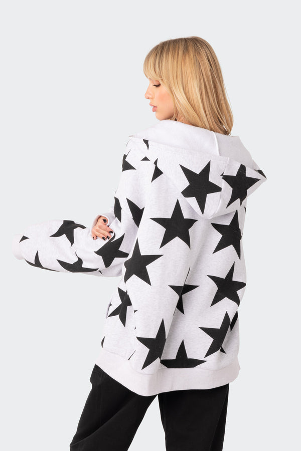 Edikted Star At Me Oversized Hoodie Gray Melange