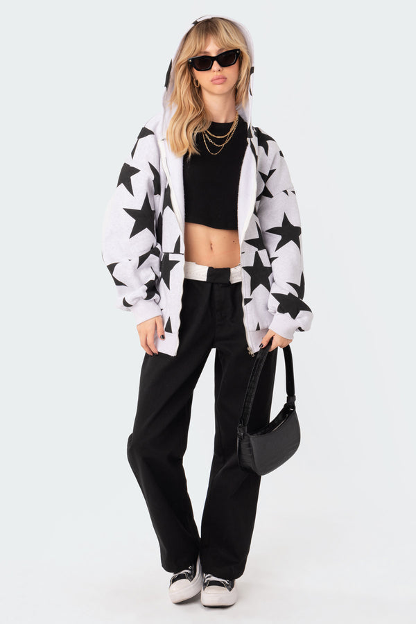 edikted Star At Me Oversized Hoodie gray melange