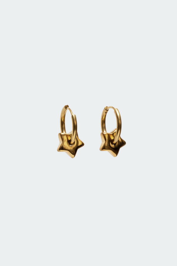 edikted Star Charm Hoop Earrings gold