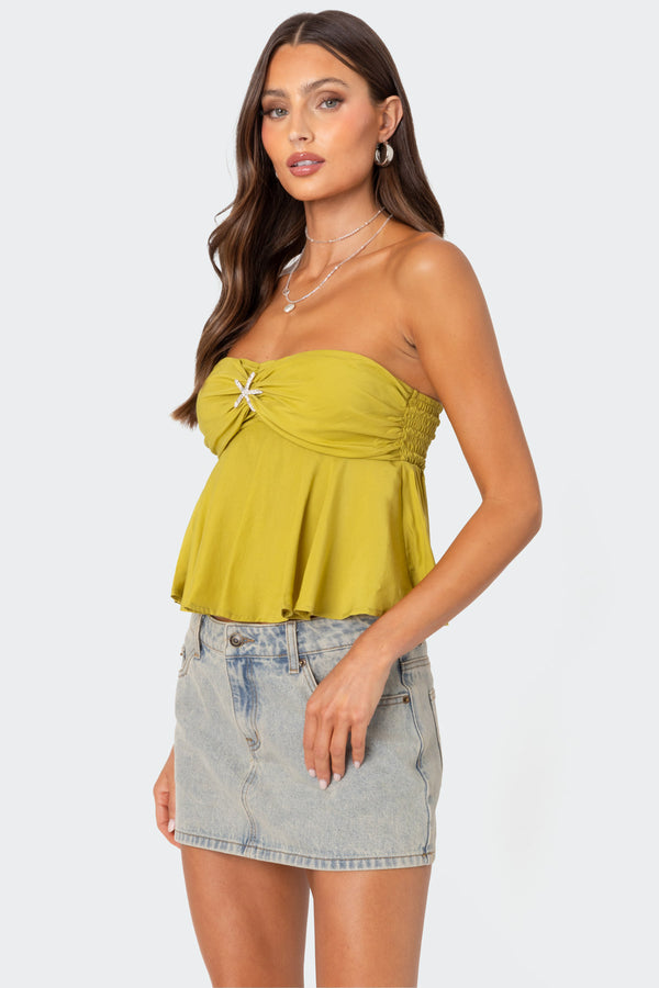 Edikted Starfish Strapless Top Green