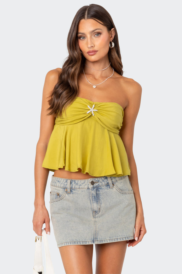 edikted Starfish Strapless Top green