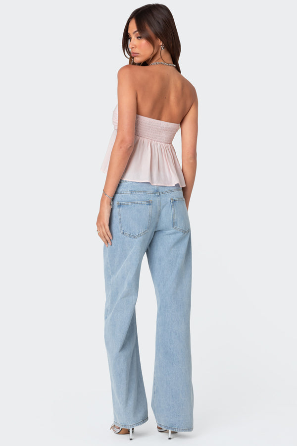 Edikted Starfish Strapless Top Light Pink