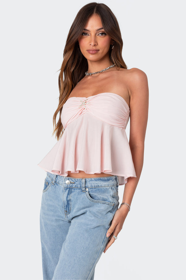 Edikted Starfish Strapless Top Light Pink