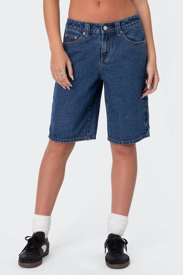 Edikted Stargirl Denim Bermuda Shorts Blue