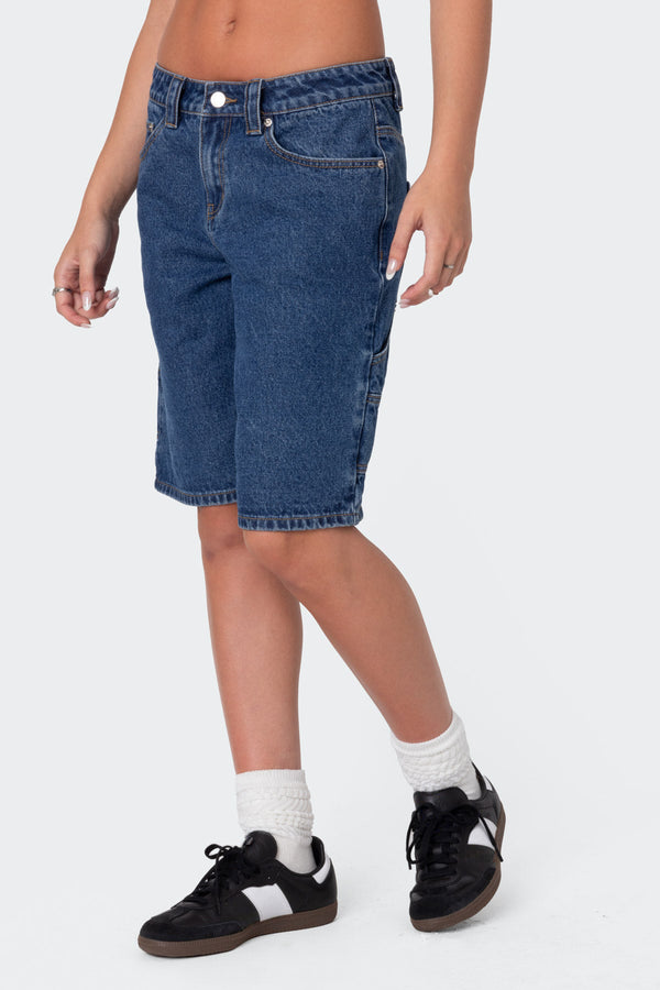Edikted Stargirl Denim Bermuda Shorts Blue